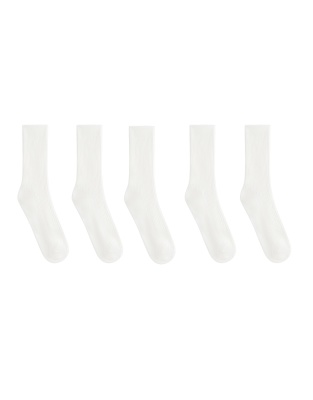 Oysho - Lot de 5 paires de chaussettes classiques en coton mélangé - Écru pâle-Neutre