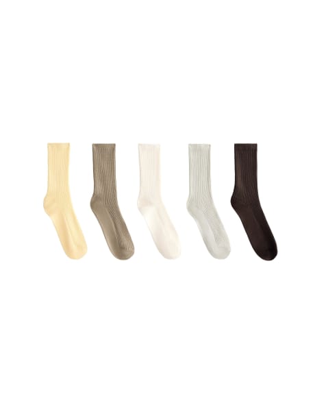 OYSHO - Lot de 5 paires de chaussettes classiques en coton mélangé - Jaune pâle - view 1