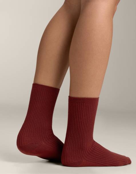 OYSHO - Lot de 5 paires de chaussettes classiques en coton mélangé - Marron rouge brique - view 1