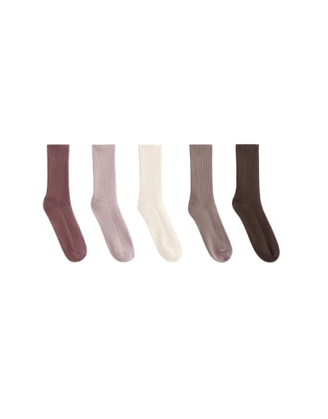 OYSHO - Lot de 5 paires de chaussettes classiques en coton mélangé - Rose - view 1