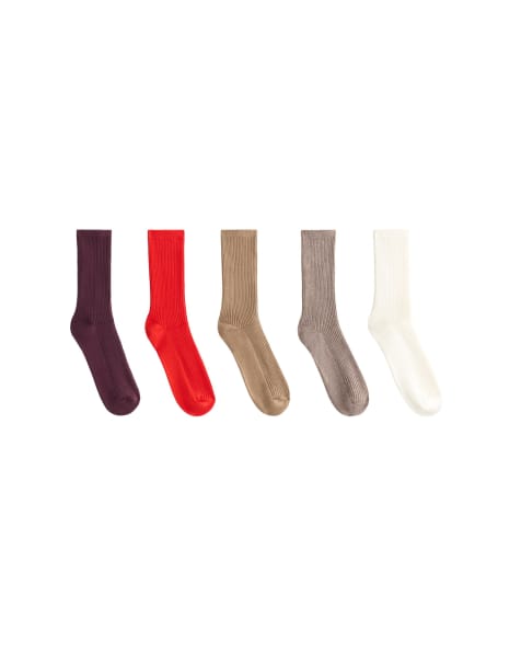 OYSHO - Lot de 5 paires de chaussettes classiques en coton mélangé - Rouge vif - view 1