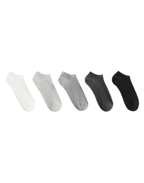 Oysho - Lot de 5 paires de chaussettes en coton mélangé - Gris foncé - view 1
