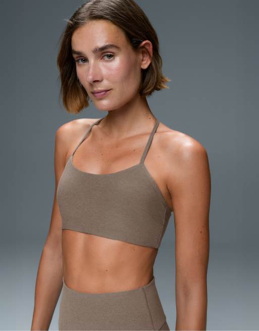 OYSHO Low-support marl sports bra in brown, 2 of 6