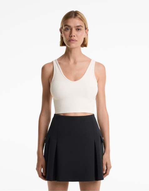 Oysho - Lys beige tanktop med ribstrikket struktur - view 1