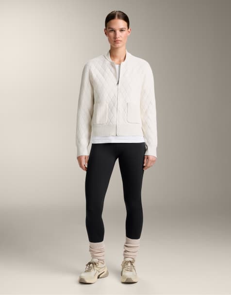 OYSHO - Lys ecrufarvet strikket jakke med skotskternet mønster - view 1