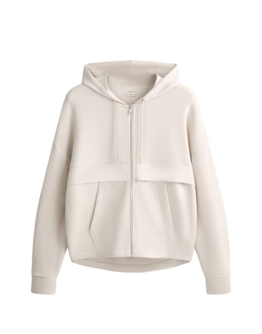 OYSHO - Lys minkfarvet sweatshirt i modal med lynlås og blød finish, 5 af 5
