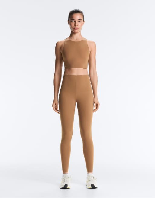 OYSHO - Lysebrune ankellange leggings med kompression og kernekontrol, 2 af 7