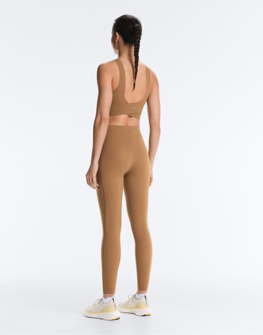 OYSHO - Lysebrune ankellange leggings med kompression og kernekontrol, 4 af 7
