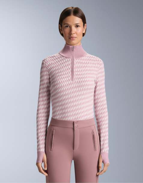 OYSHO - Lyserød/grålilla skiundertrøje i geometrisk jacquard-strik - view 1