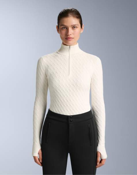 OYSHO - Maglietta termica base layer in maglia jacquard bianco sporco - view 1