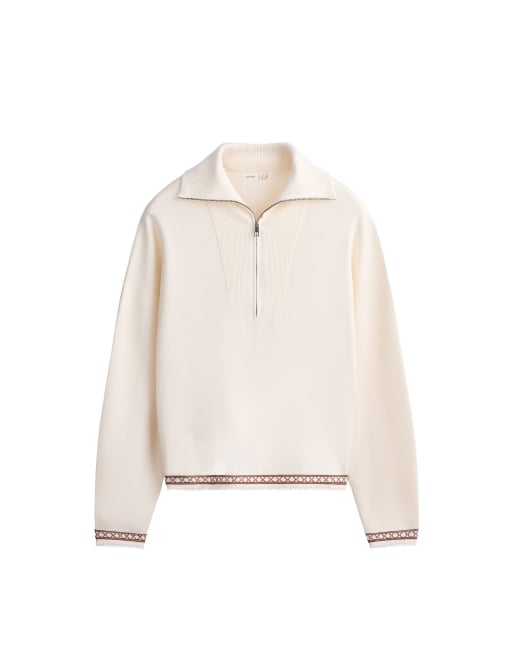 OYSHO maglione accollato con mezza zip in ecru chiaro, 5 di 5