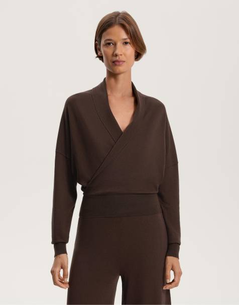 OYSHO - Maglione avvolgente con vita aderente marrone - view 1