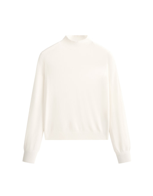 OYSHO Maglione in maglia fine con collo perkins ecrù chiaro, 5 di 5
