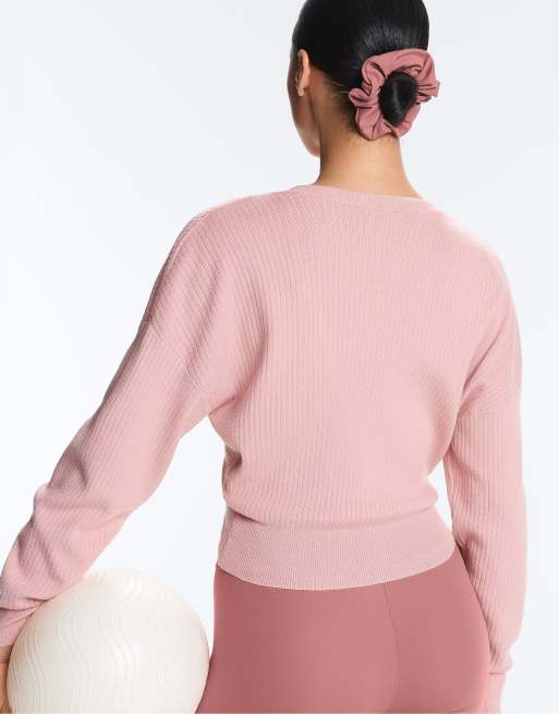 OYSHO - Maglione intrecciato rosa pallido, 3 di 4