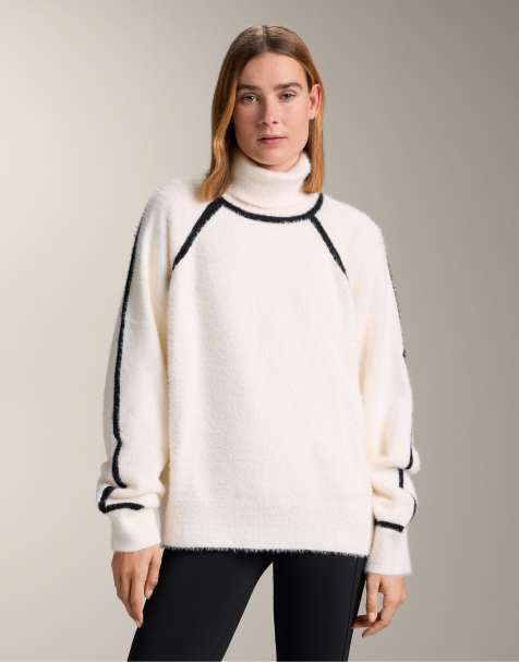 OYSHO - Maglione lavorato écru accollato e con profili a contrasto - view 1