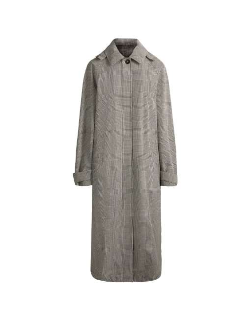 OYSHO manteau long à carreaux extra léger imperméable 10k camel, 7 de 7