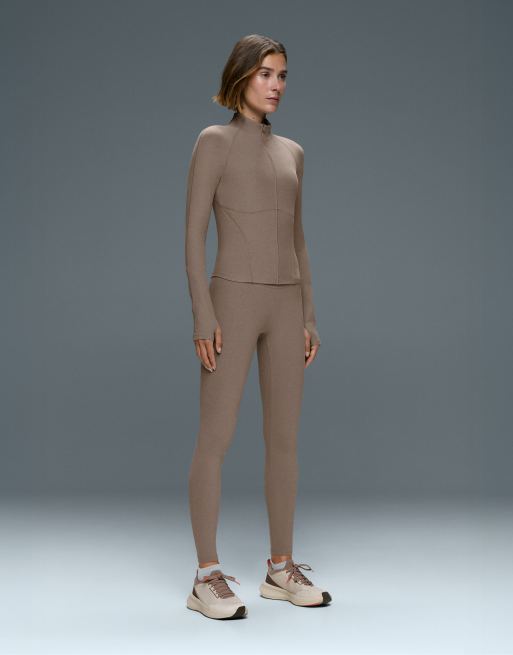OYSHO Marl seam technical jacket in brown, 2 of 7