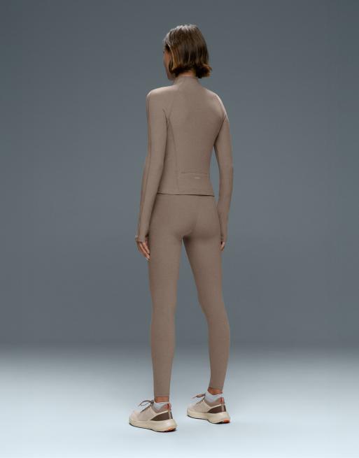 OYSHO Marl seam technical jacket in brown, 4 of 7