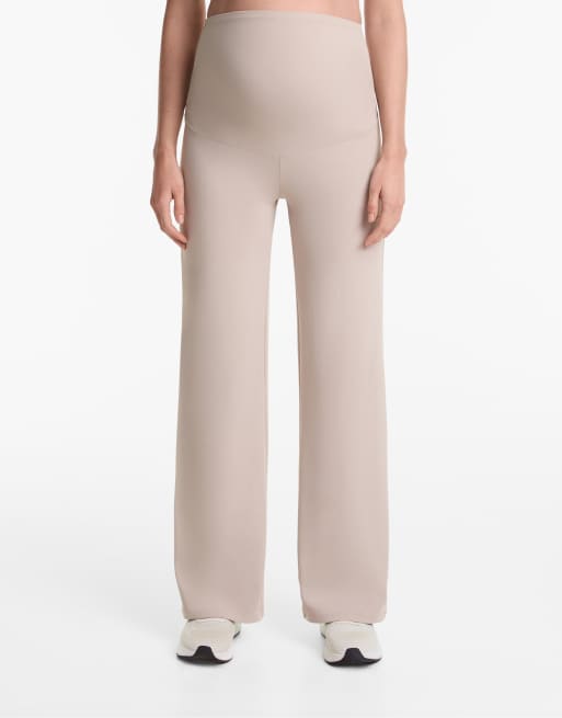 Oysho – Maternity – Comfortlux – Brungrå byxor med raka ben och hög midja