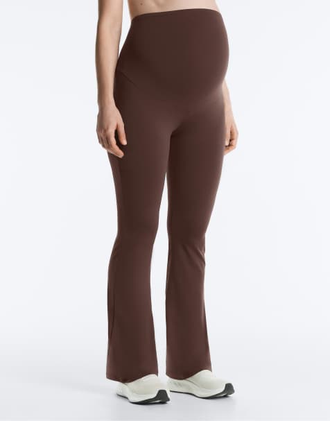OYSHO – Maternity – Comfortlux – Mörkbruna, utsvängda byxor på 80cm - view 1