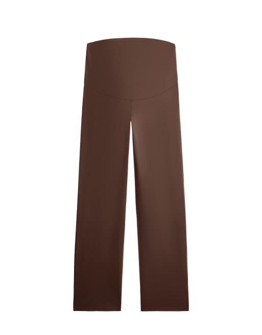 OYSHO Maternity - Comfortlux - Mørkebrune bukser med lige ben, 5 af 7