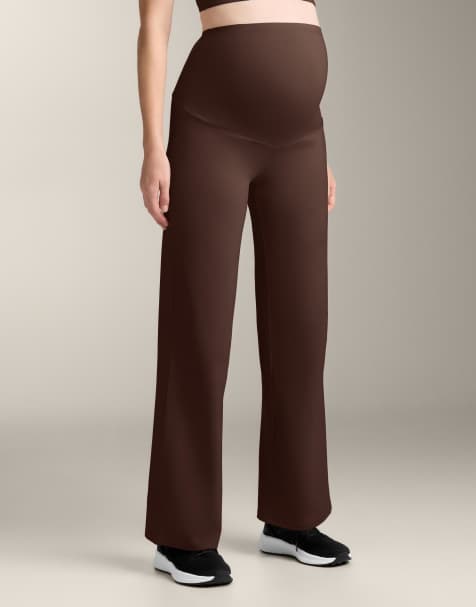 OYSHO Maternity comfortlux straight-leg trousers in dark brown