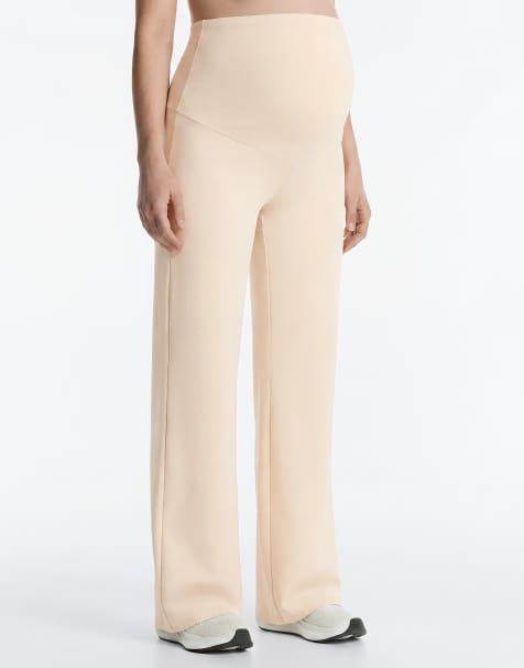 OYSHO Maternity comfortlux straight-leg trousers in sand - view 1