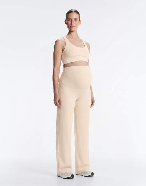 OYSHO Maternity comfortlux straight-leg trousers in sand, 2 of 7