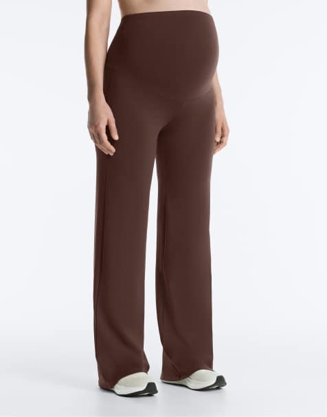 OYSHO Maternity – Comfortlux – Umstandshose in Dunkelbraun mit geradem Bein - view 1