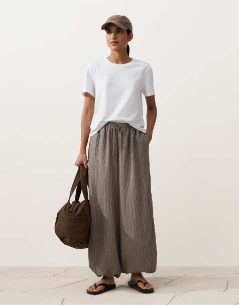 OYSHO Maxi striped bloomer trousers in grey - view 1
