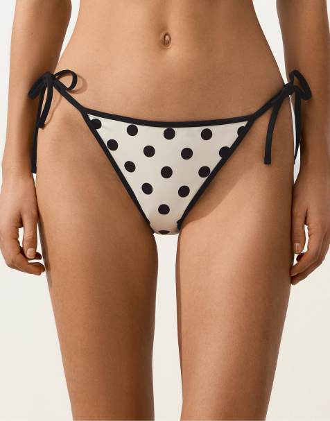 OYSHO Medium-coverage polka dot bikini briefs in pale ecru - view 1