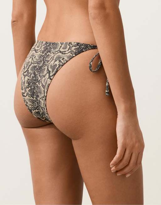OYSHO Medium-coverage snake bikini briefs in black, 3 of 4