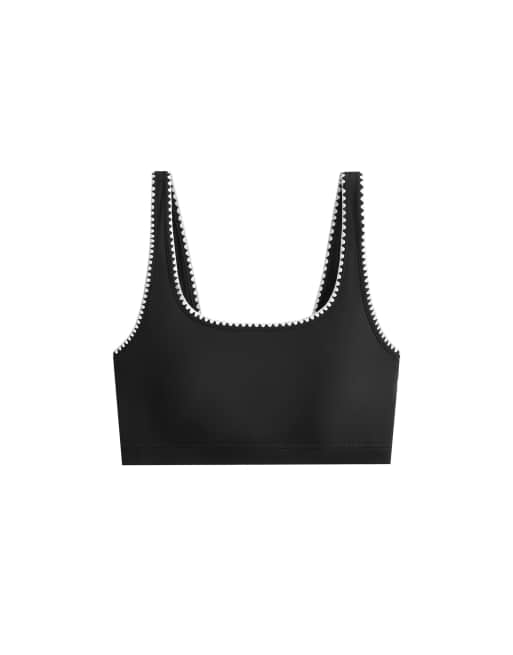 OYSHO Medium-support comfortlux sports bra with contrast seams in black, 5 of 5