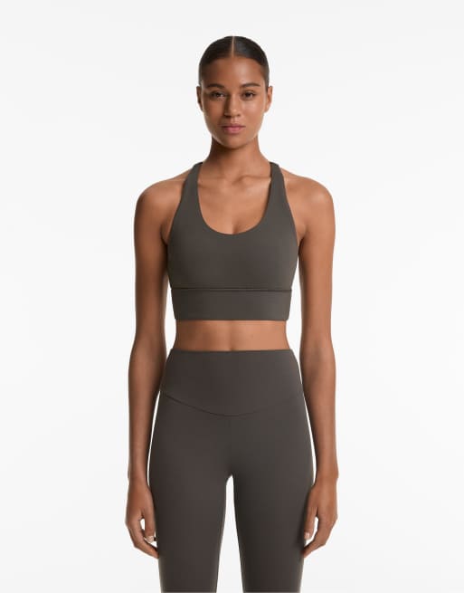 Oysho Medium-support comfortlux sports bra with cups in anthracite
