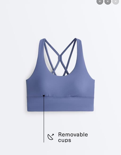 OYSHO Medium-support comfortlux sports bra with cups in blue, 6 of 7