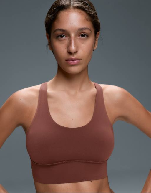 OYSHO Medium-support comfortlux sports bra with cups in brown, 3 of 7