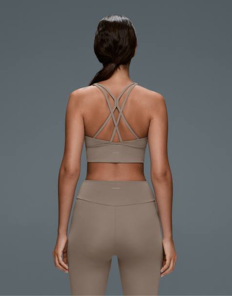 OYSHO Medium-support comfortlux sports bra with cups in brown - view 1