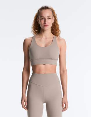OYSHO Medium-support comfortlux sports bra with cups in pale taupe-Grey