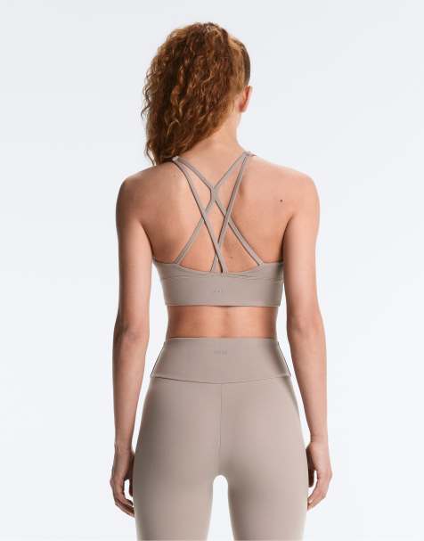 OYSHO Medium-support comfortlux sports bra with cups in pale taupe - view 1