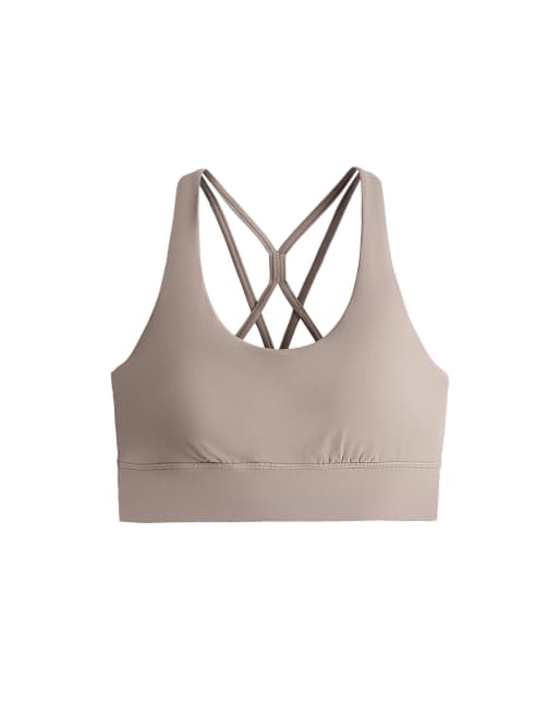 OYSHO Medium-support comfortlux sports bra with cups in pale taupe, 5 of 7