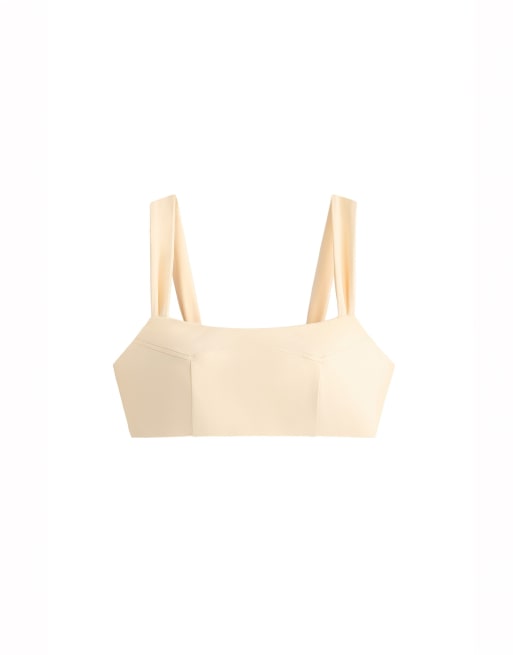 OYSHO Medium-support comfortlux sports bra with seams in cream, 5 of 5