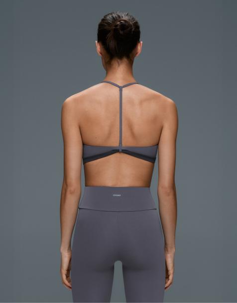 OYSHO Medium support sports bra with thin strap in grey - view 1