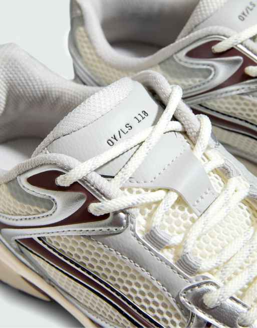 OYSHO mehrteilige Freizeitsneaker in Silber, 4 von 7