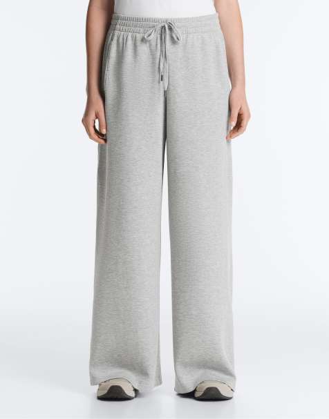 OYSHO Melange piqué straight-leg trousers in grey melange - view 1