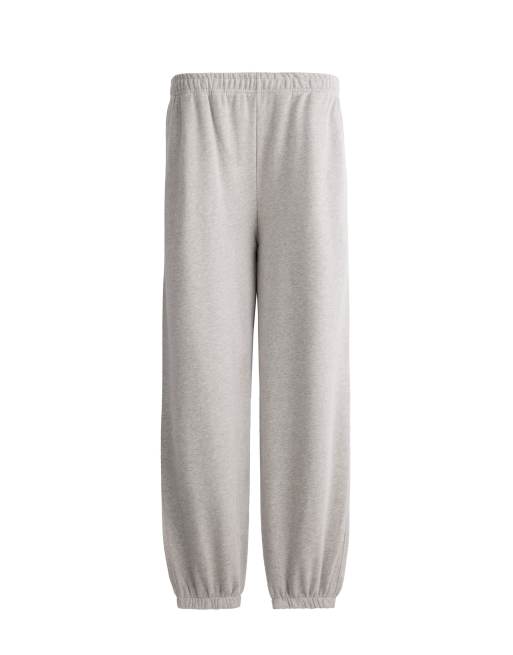 OYSHO melerede fleece joggingbukser i mellemgrå, 7 af 7