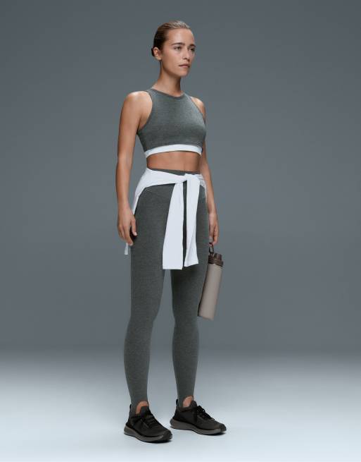 OYSHO meliertes Tanktop mit Überlage und Neckholder in Dunkelgrau, 2 von 7