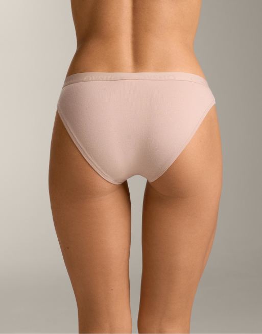 OYSHO – Mellanljusbeige, melerade, klassiska trosor i bomullsmix med logga, 3-pack, 4 av 4
