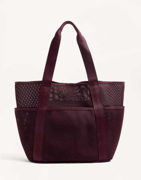 OYSHO Mesh shopper bag in burgundy - view 1