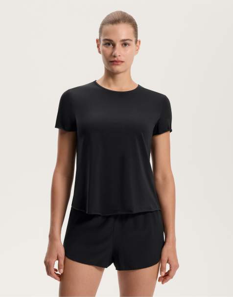Oysho - Microperforated - Sort teknisk T-shirt med korte ærmer - view 1