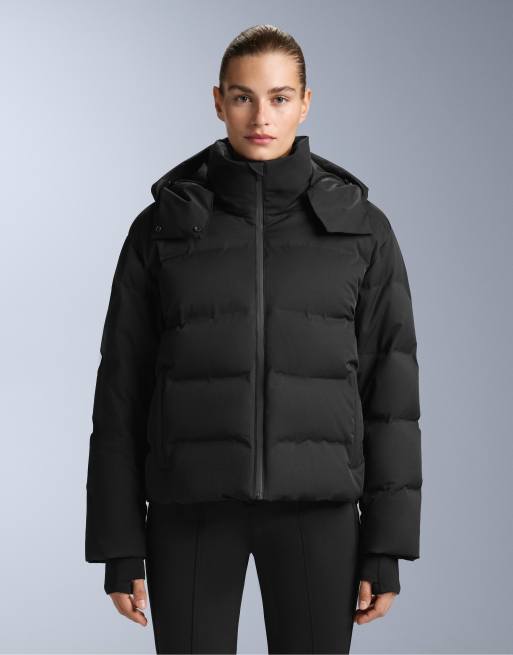 OYSHO Minardi piume ski waterproof down jacket in black